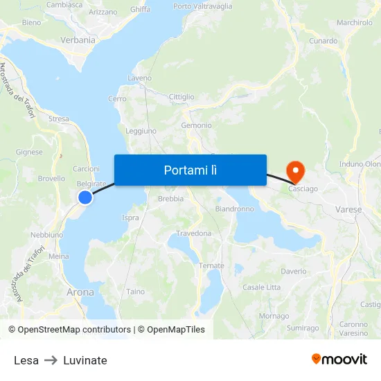 Lesa to Luvinate map