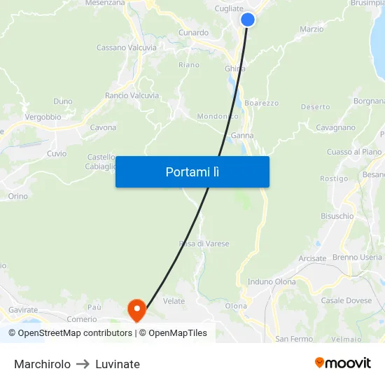 Marchirolo to Luvinate map