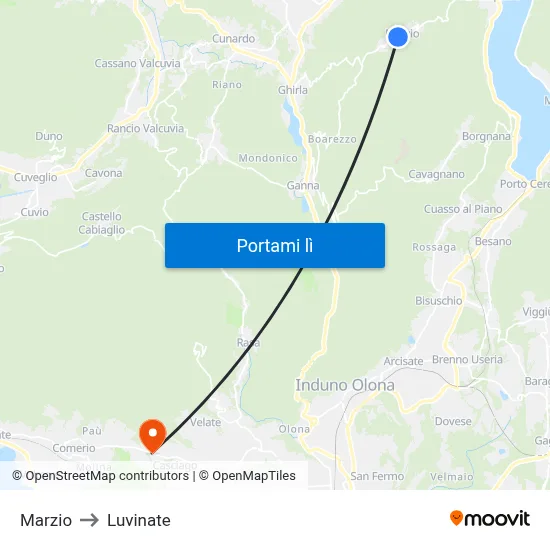 Marzio to Luvinate map