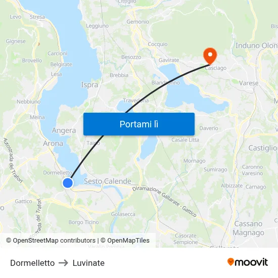Dormelletto to Luvinate map