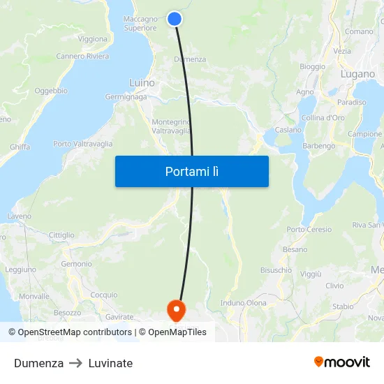 Dumenza to Luvinate map