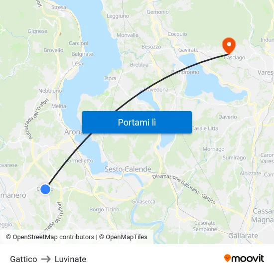 Gattico to Luvinate map