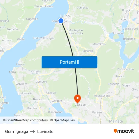 Germignaga to Luvinate map