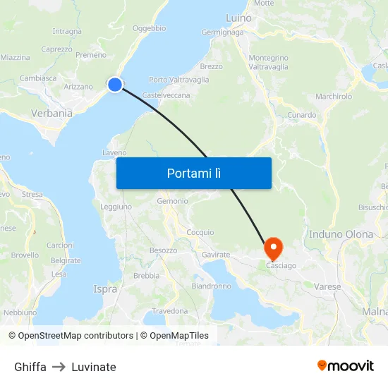 Ghiffa to Luvinate map