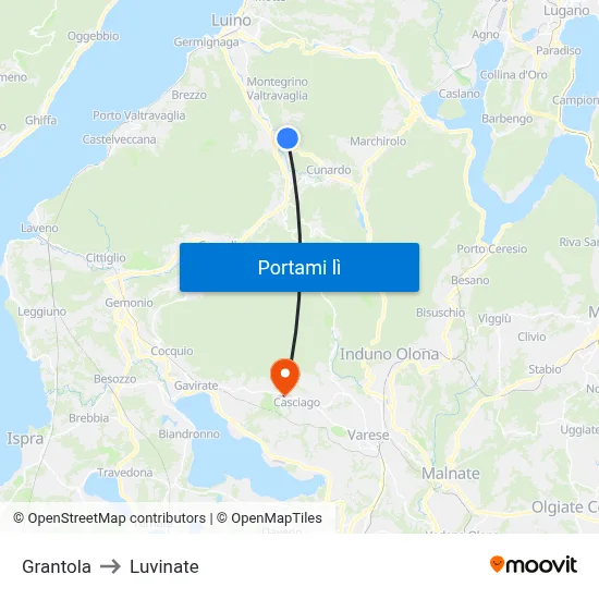 Grantola to Luvinate map
