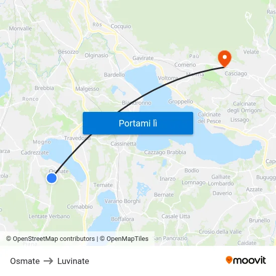 Osmate to Luvinate map