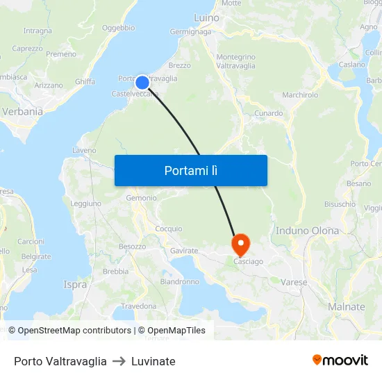 Porto Valtravaglia to Luvinate map