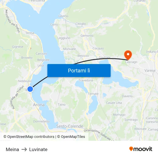 Meina to Luvinate map