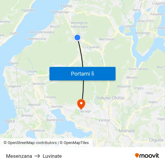 Mesenzana to Luvinate map