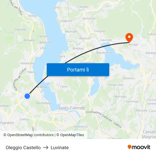 Oleggio Castello to Luvinate map