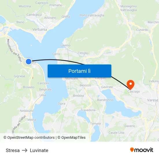 Stresa to Luvinate map