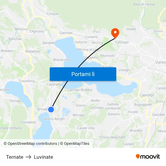 Ternate to Luvinate map