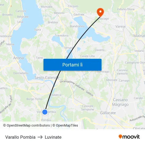 Varallo Pombia to Luvinate map