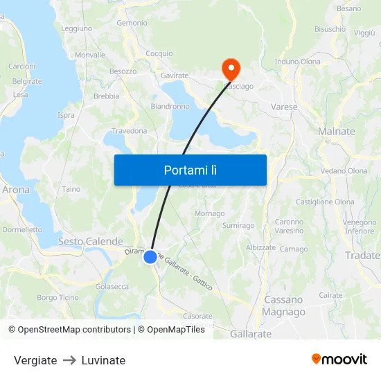 Vergiate to Luvinate map