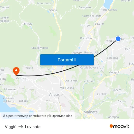 Viggiù to Luvinate map