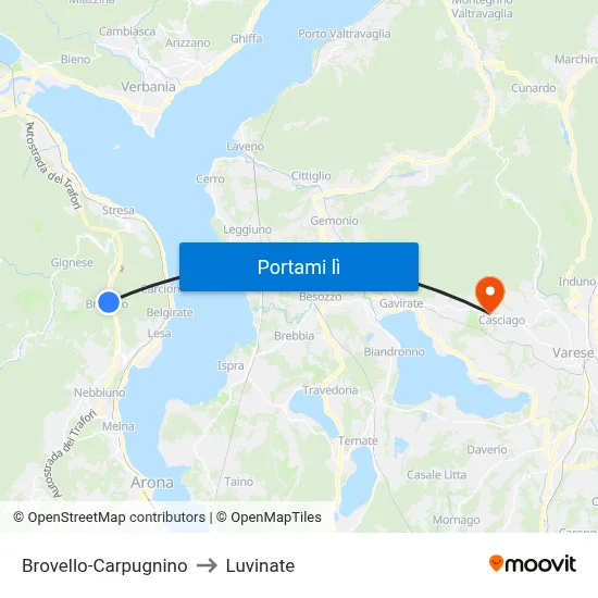 Brovello-Carpugnino to Luvinate map