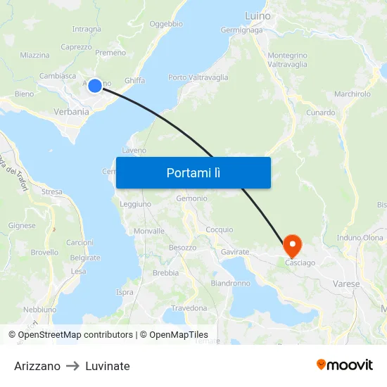 Arizzano to Luvinate map