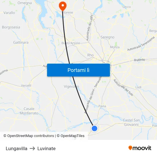 Lungavilla to Luvinate map