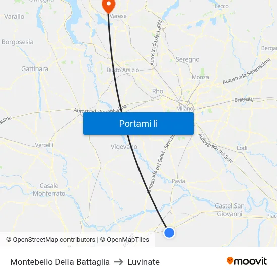 Montebello Della Battaglia to Luvinate map