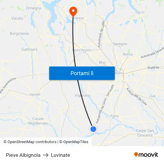Pieve Albignola to Luvinate map