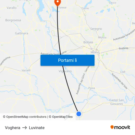 Voghera to Luvinate map