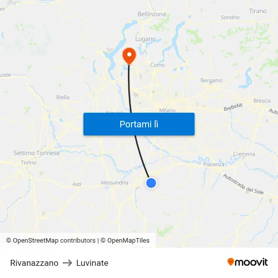 Rivanazzano to Luvinate map