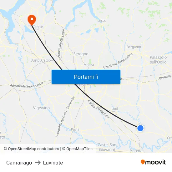 Camairago to Luvinate map