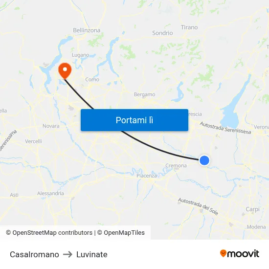 Casalromano to Luvinate map