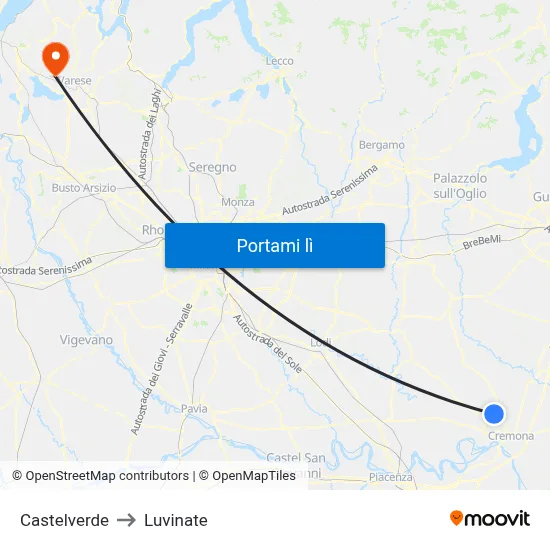 Castelverde to Luvinate map