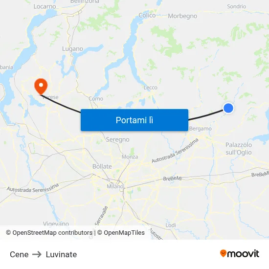 Cene to Luvinate map