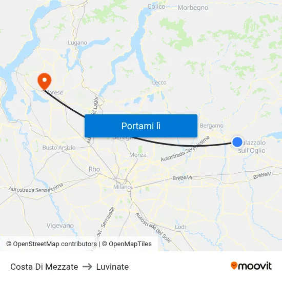 Costa Di Mezzate to Luvinate map
