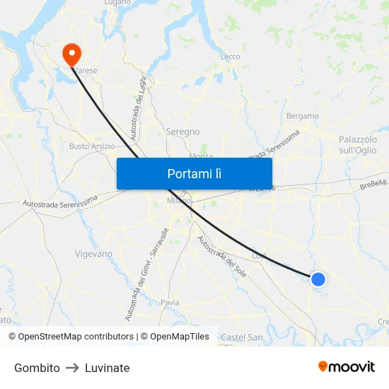 Gombito to Luvinate map