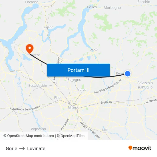 Gorle to Luvinate map
