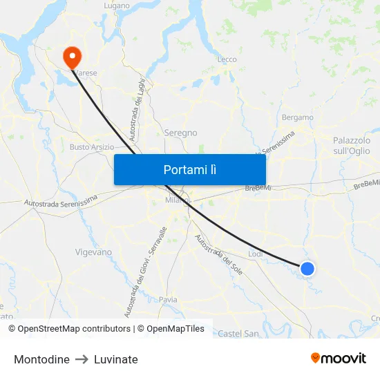 Montodine to Luvinate map