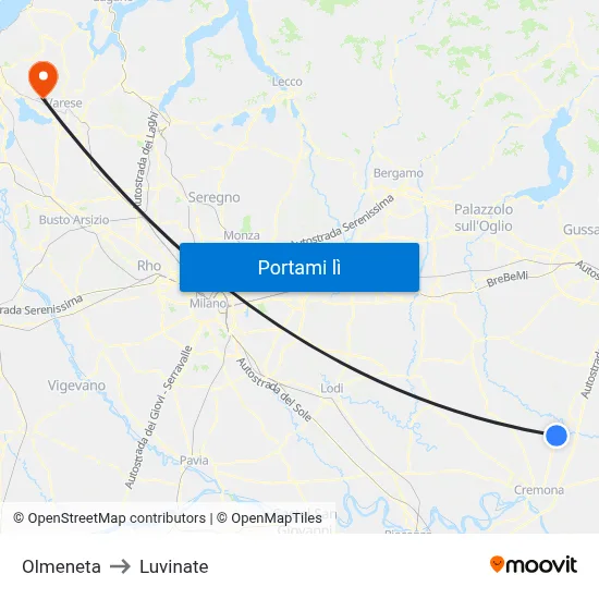 Olmeneta to Luvinate map