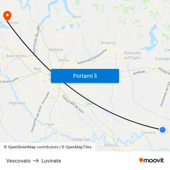 Vescovato to Luvinate map