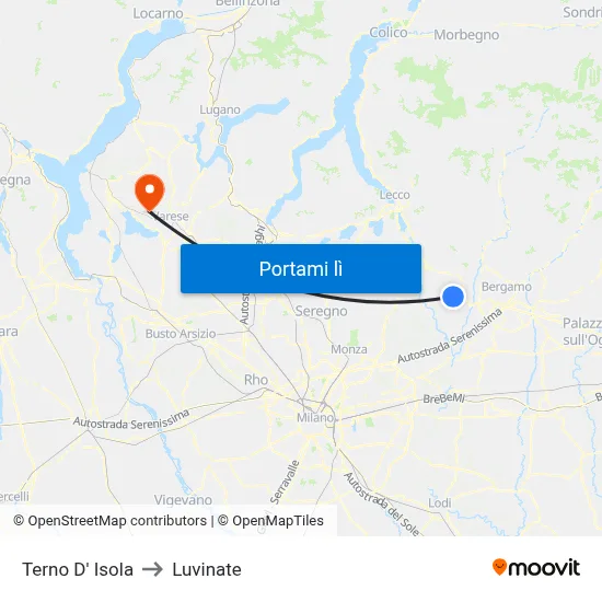 Terno D' Isola to Luvinate map