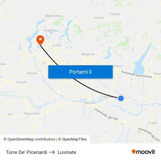 Torre De' Picenardi to Luvinate map