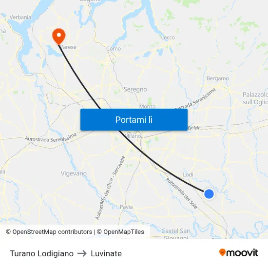 Turano Lodigiano to Luvinate map