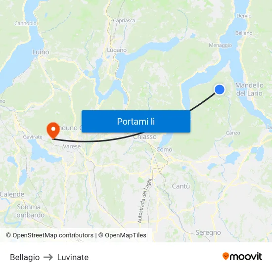 Bellagio to Luvinate map