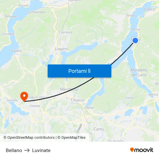 Bellano to Luvinate map
