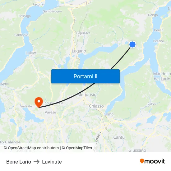 Bene Lario to Luvinate map