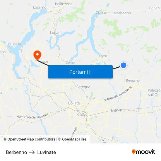 Berbenno to Luvinate map