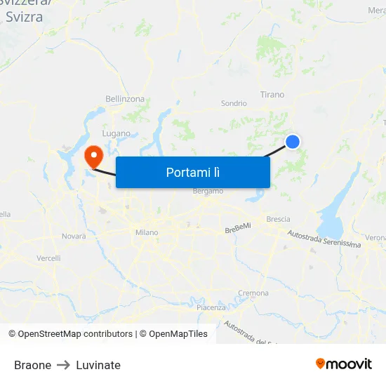 Braone to Luvinate map