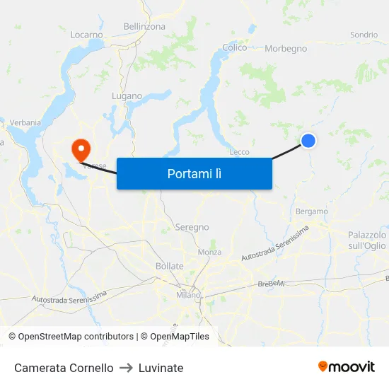Camerata Cornello to Luvinate map