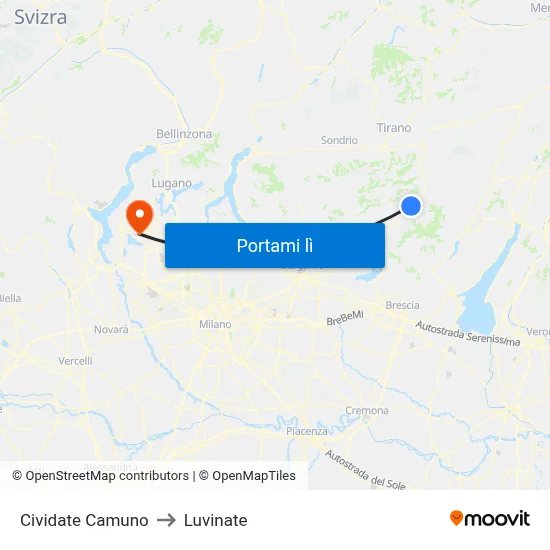 Cividate Camuno to Luvinate map