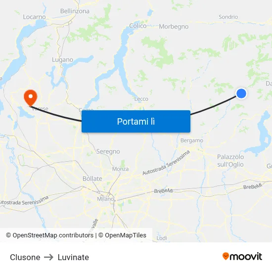 Clusone to Luvinate map