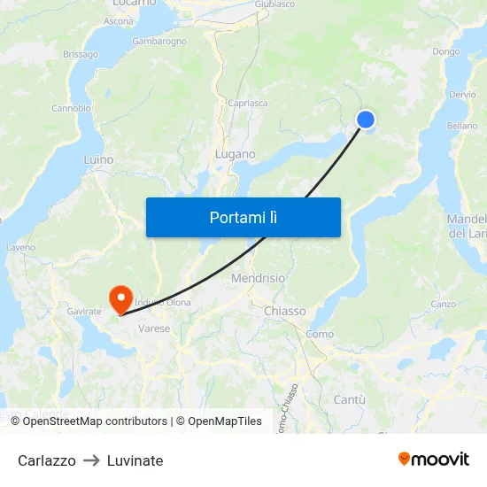Carlazzo to Luvinate map