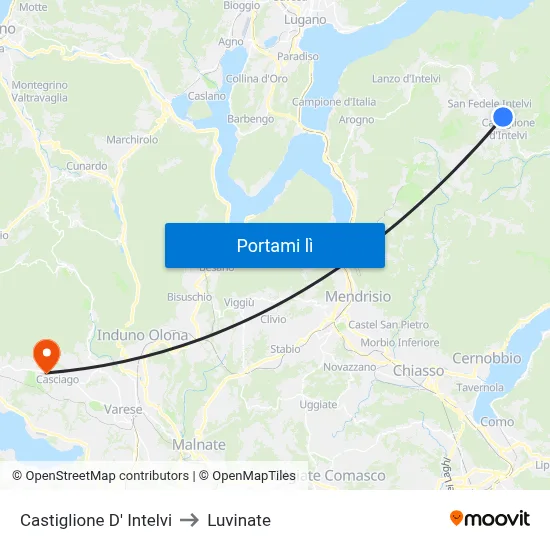 Castiglione D' Intelvi to Luvinate map