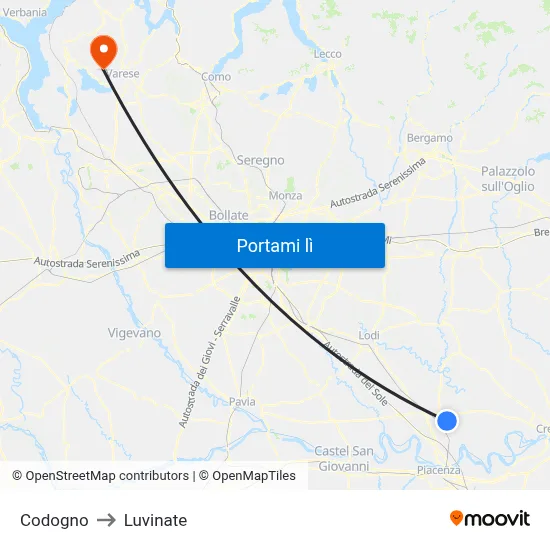 Codogno to Luvinate map